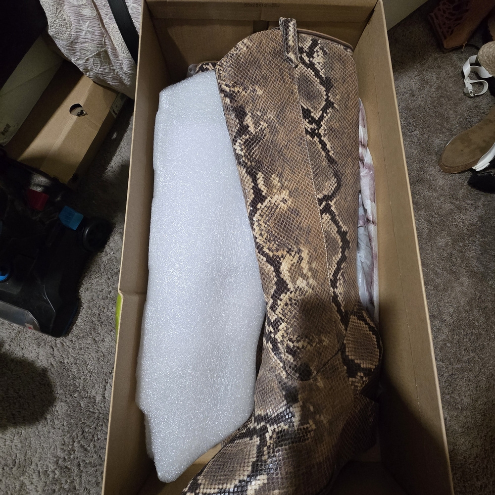 Brown SNAKESKIN Patterned Boots